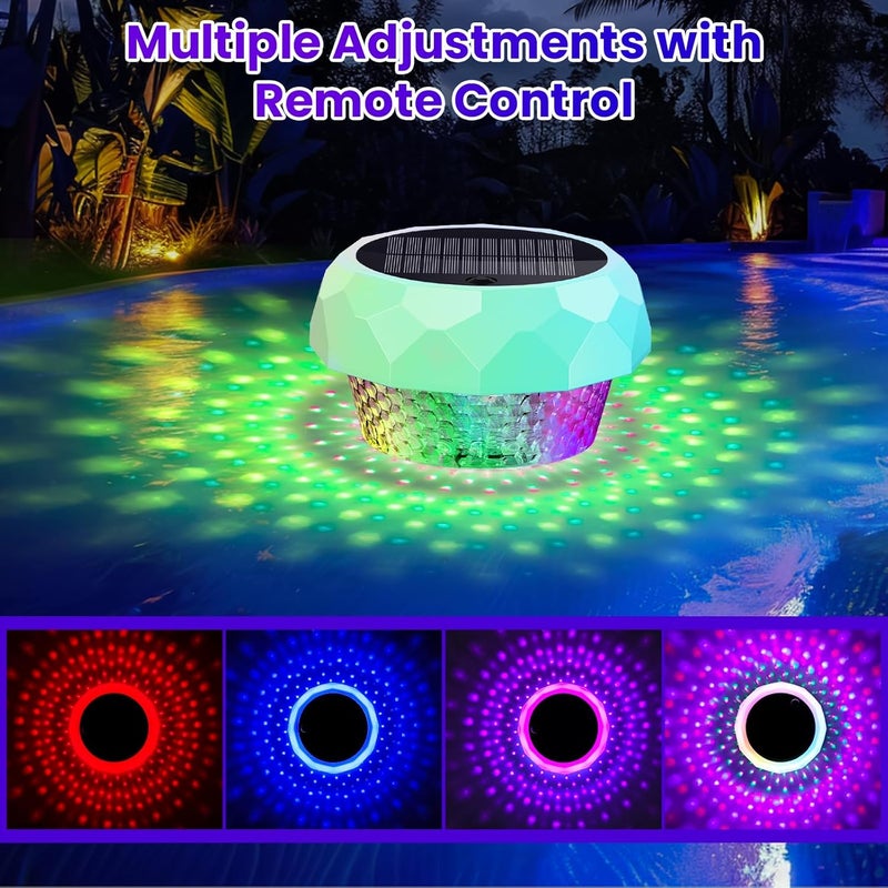 JEMULICE Solar Pool Chlorine Floater with Colorful Lights, Remote-Controlled Lights Adjustable Release Easy-Open Chlorine Floater Dispenser for Pool Large Capacity for 3'' or 1'' Tablets - Image 3
